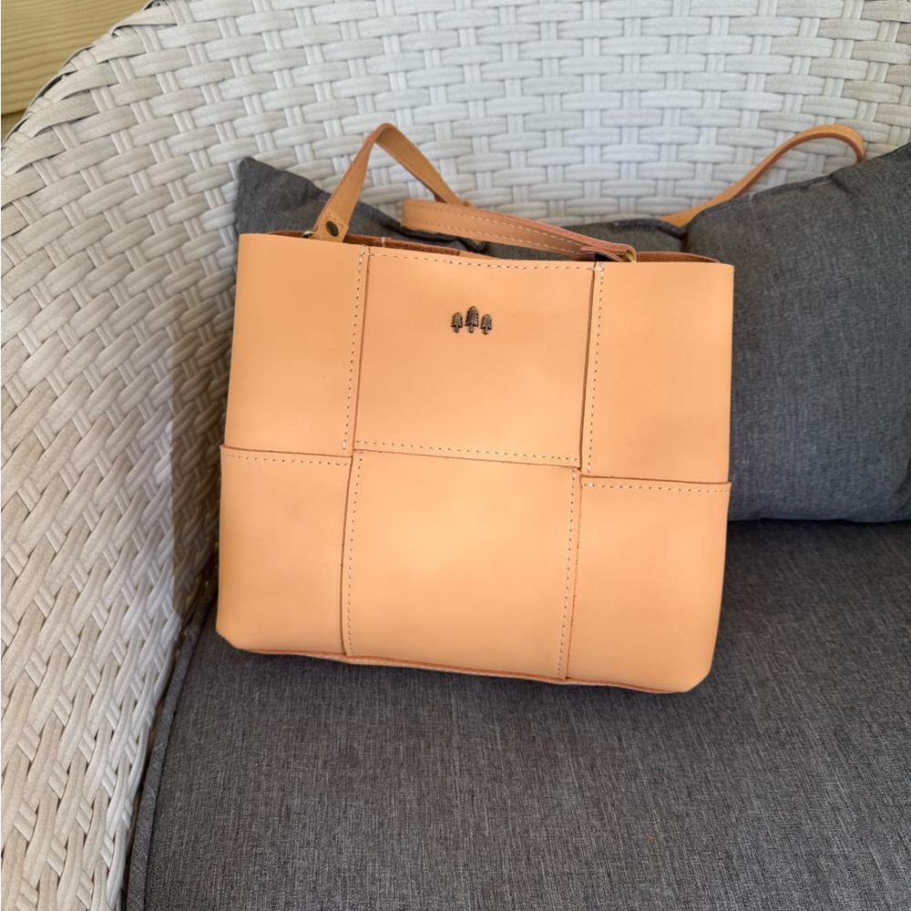 Peach Crossbody Patchwork Leather Bag – Women’s Everyday Shoulder Crossbody